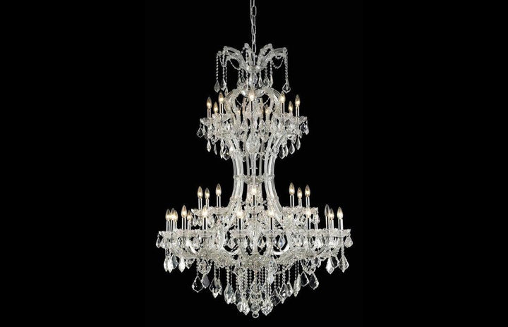 Steel with Clear Crystal Drop and Strand 3 Tier Chandelier - LV LIGHTING