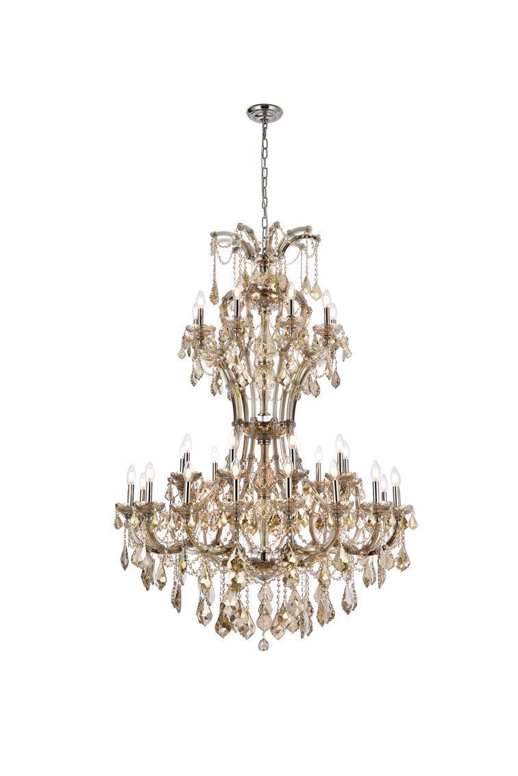 Steel with Clear Crystal Drop and Strand 3 Tier Chandelier - LV LIGHTING