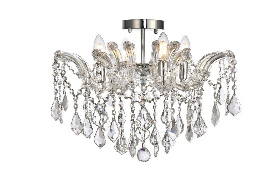 Steel with Clear Crystal Drop and Strand Flush Mount - LV LIGHTING
