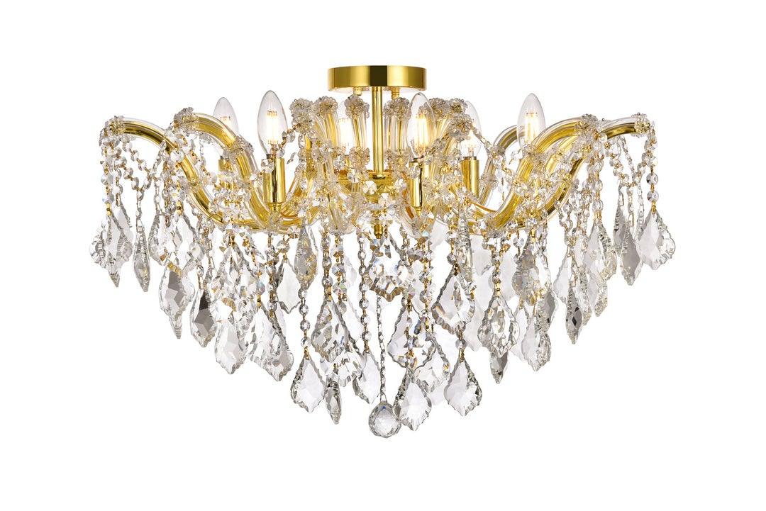 Steel with Clear Crystal Drop and Strand Flush Mount - LV LIGHTING