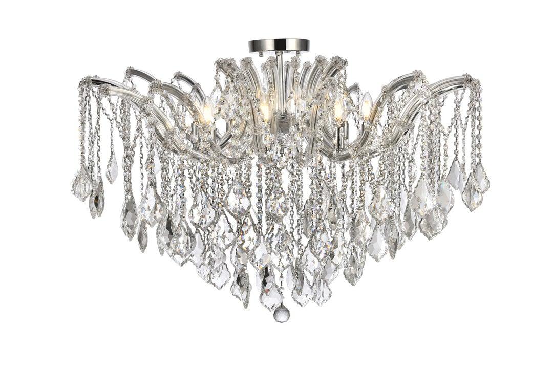 Steel with Clear Crystal Drop and Strand Flush Mount - LV LIGHTING