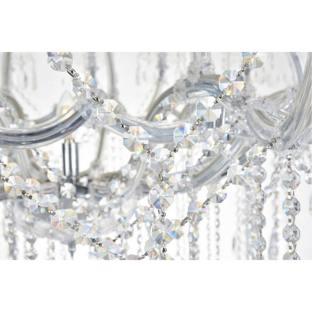 Steel with Clear Crystal Drop and Strand Chandelier - LV LIGHTING