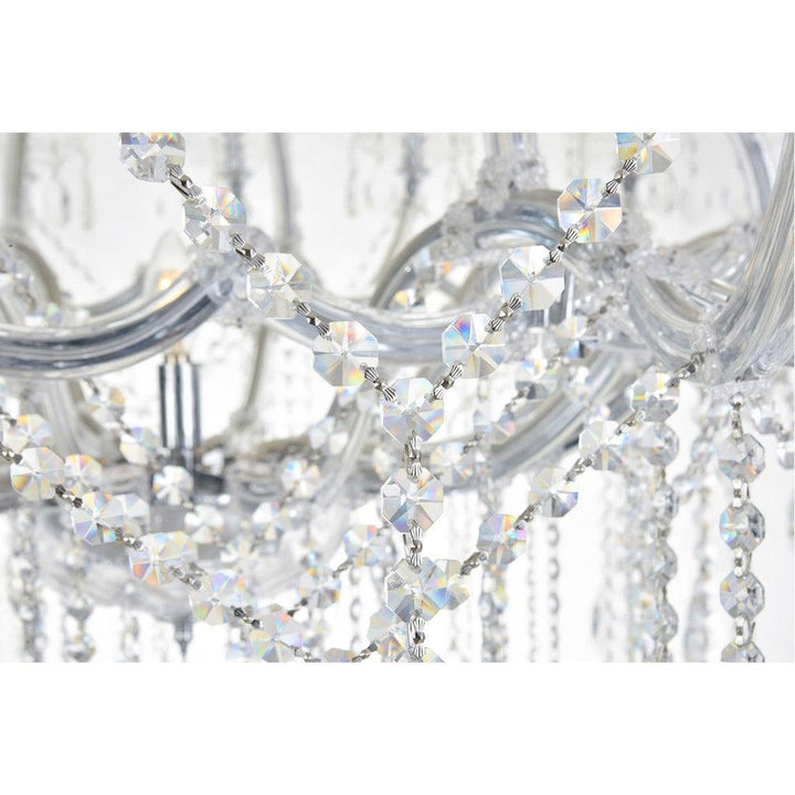 Steel with Clear Crystal Drop and Strand Chandelier - LV LIGHTING