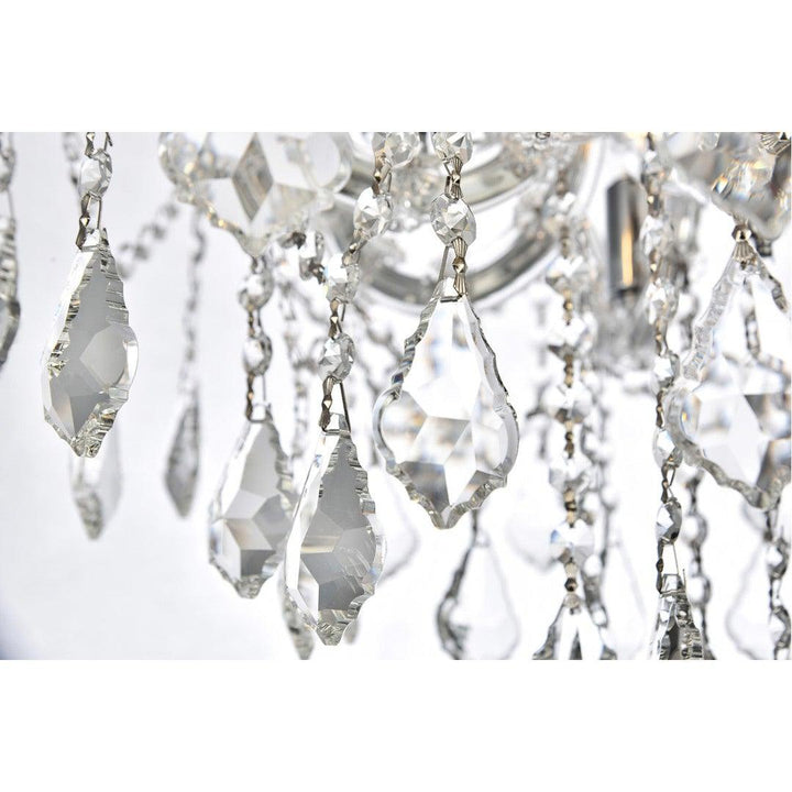 Steel with Clear Crystal Drop and Strand Chandelier - LV LIGHTING