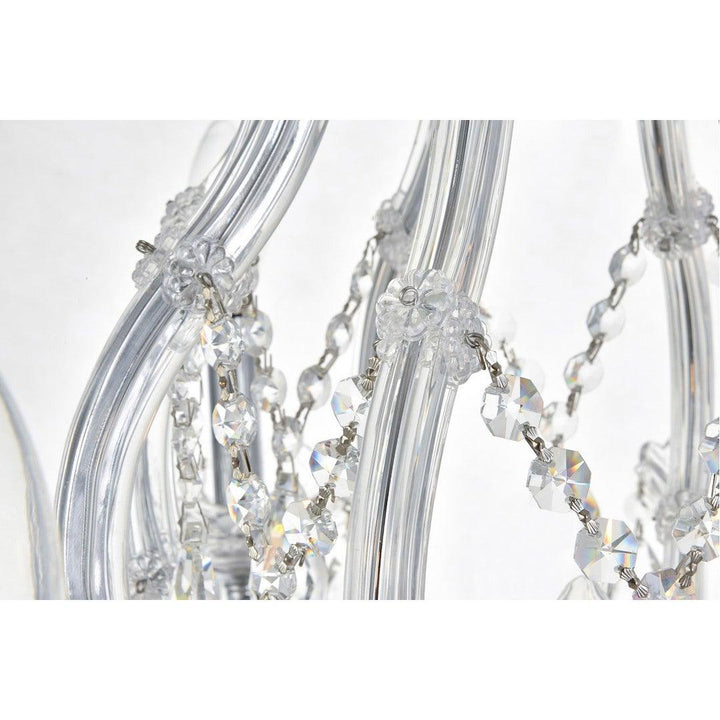 Steel with Clear Crystal Drop and Strand Chandelier - LV LIGHTING