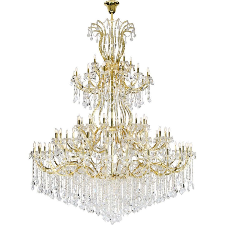 Steel with Clear Crystal Drop and Strand Chandelier - LV LIGHTING
