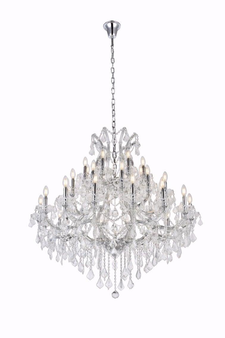 Steel with Clear Crystal Drop and Strand Chandelier - LV LIGHTING
