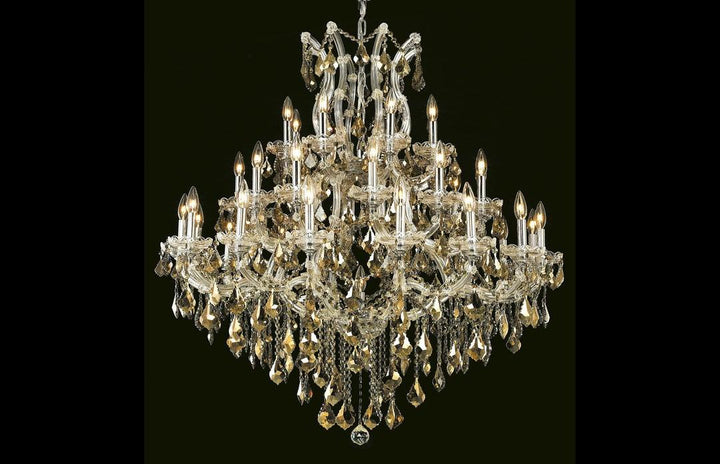 Steel with Clear Crystal Drop and Strand Chandelier - LV LIGHTING