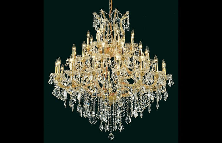 Steel with Clear Crystal Drop and Strand Chandelier - LV LIGHTING