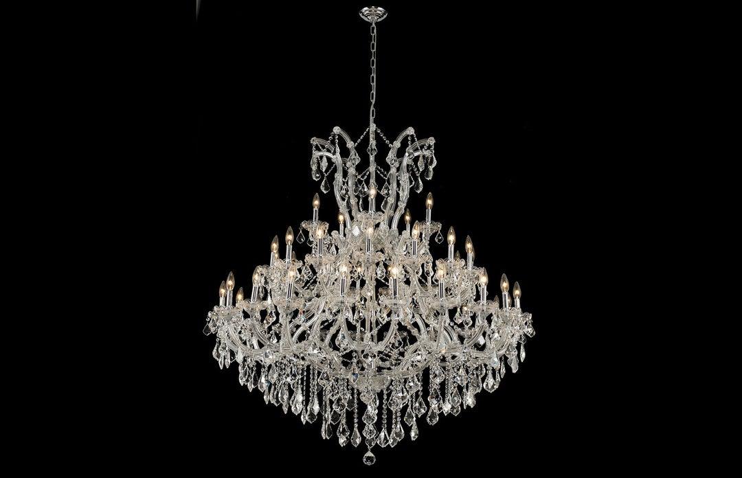 Steel with Clear Crystal Drop and Strand Chandelier - LV LIGHTING