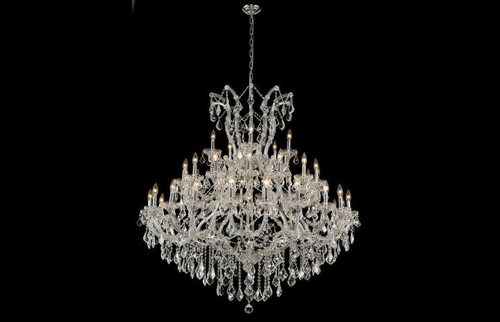 Steel with Clear Crystal Drop and Strand Chandelier - LV LIGHTING