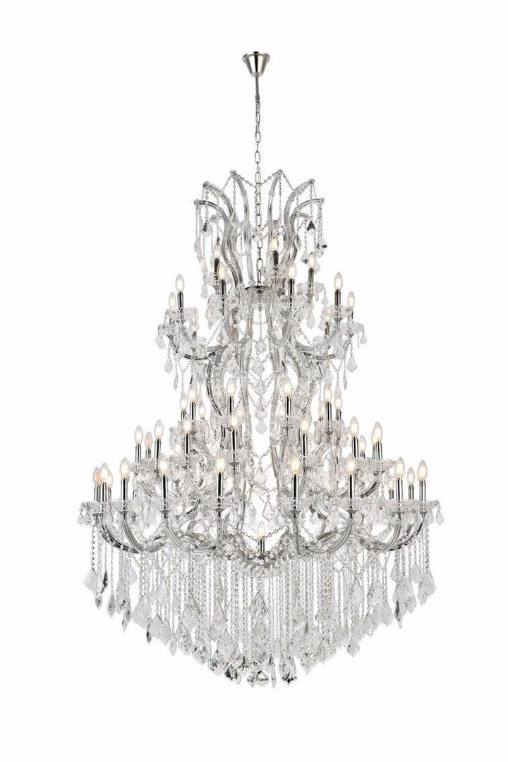 Steel with Clear Crystal Drop and Strand Chandelier - LV LIGHTING