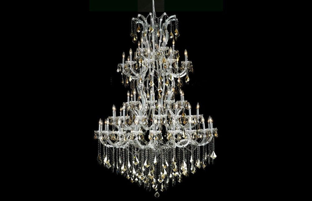 Steel with Clear Crystal Drop and Strand Chandelier - LV LIGHTING