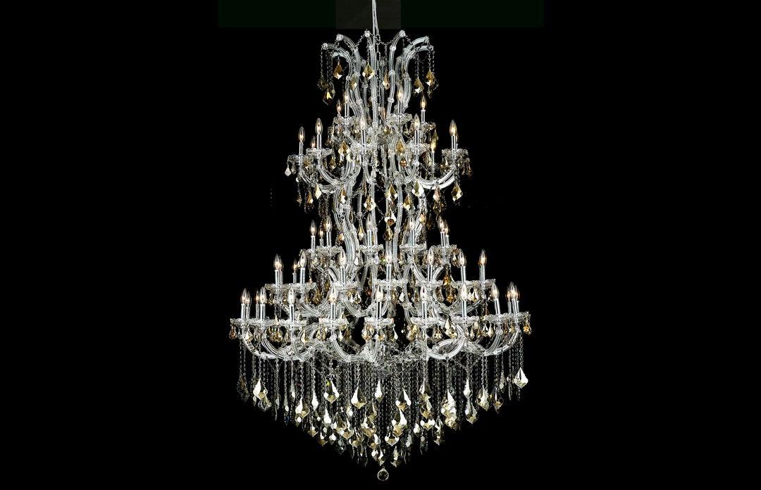 Steel with Clear Crystal Drop and Strand Chandelier - LV LIGHTING