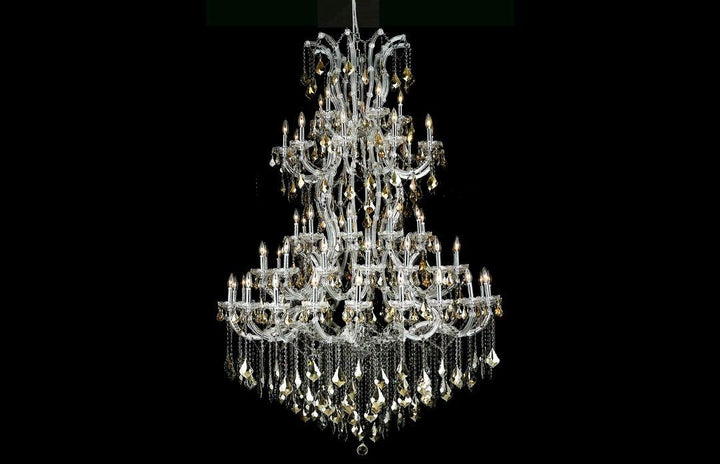 Steel with Clear Crystal Drop and Strand Chandelier - LV LIGHTING