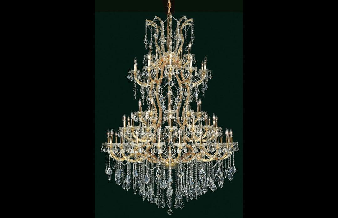 Steel with Clear Crystal Drop and Strand Chandelier - LV LIGHTING