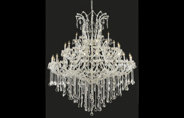 Steel with Clear Crystal Drop and Strand Chandelier - LV LIGHTING