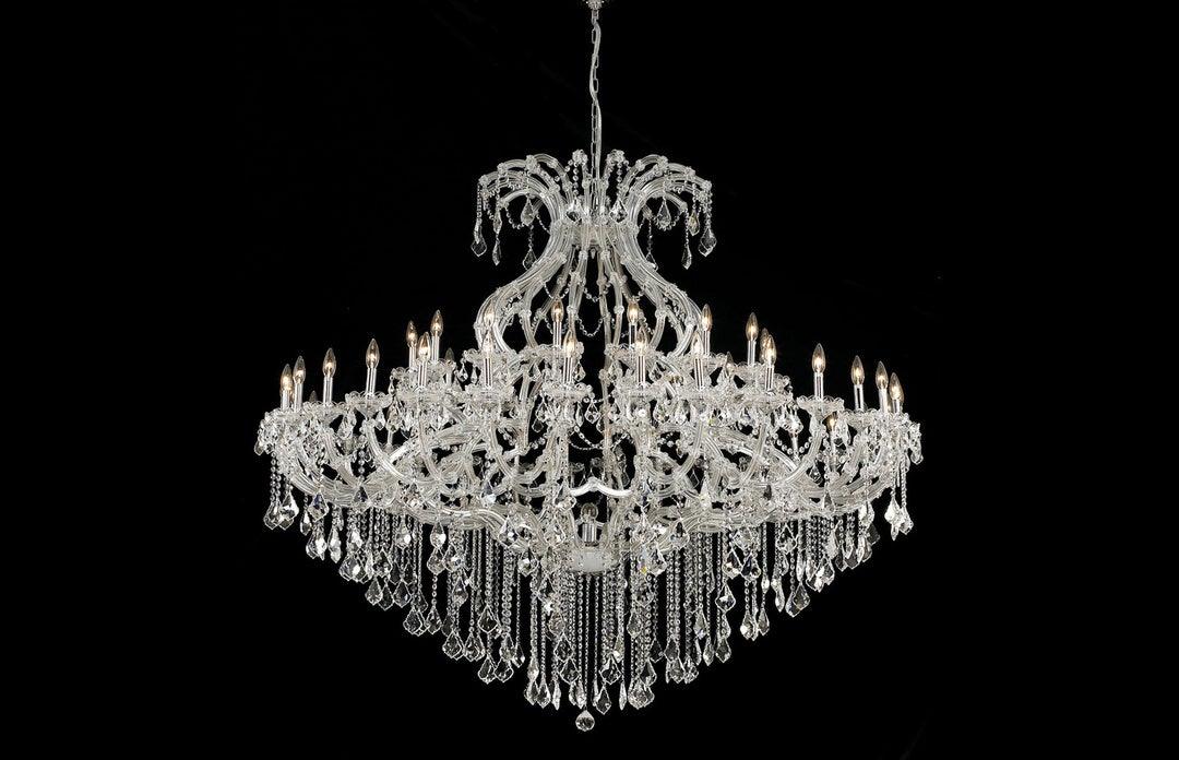 Steel with Clear Crystal Drop and Strand Chandelier - LV LIGHTING