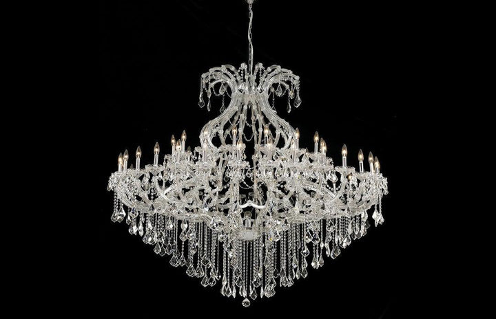 Steel with Clear Crystal Drop and Strand Chandelier - LV LIGHTING