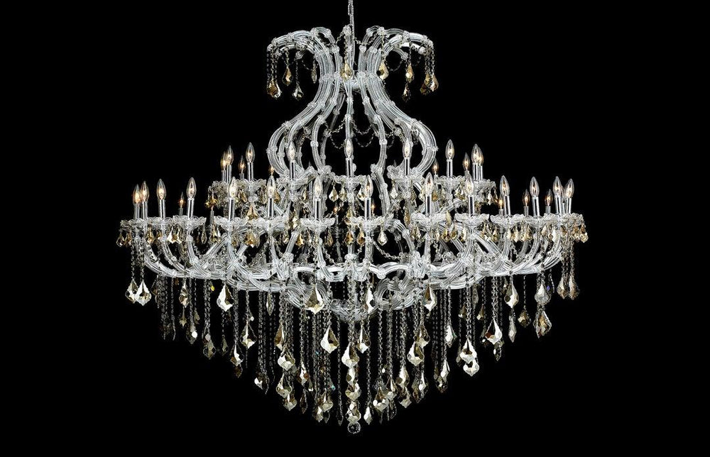 Steel with Clear Crystal Drop and Strand Chandelier - LV LIGHTING