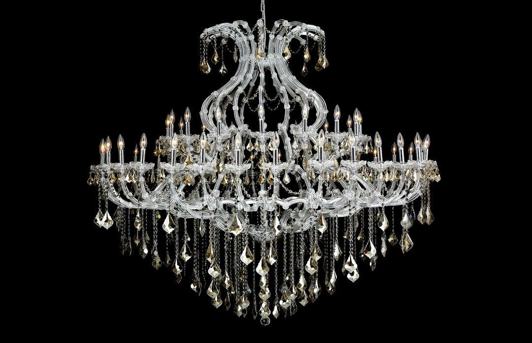 Steel with Clear Crystal Drop and Strand Chandelier - LV LIGHTING