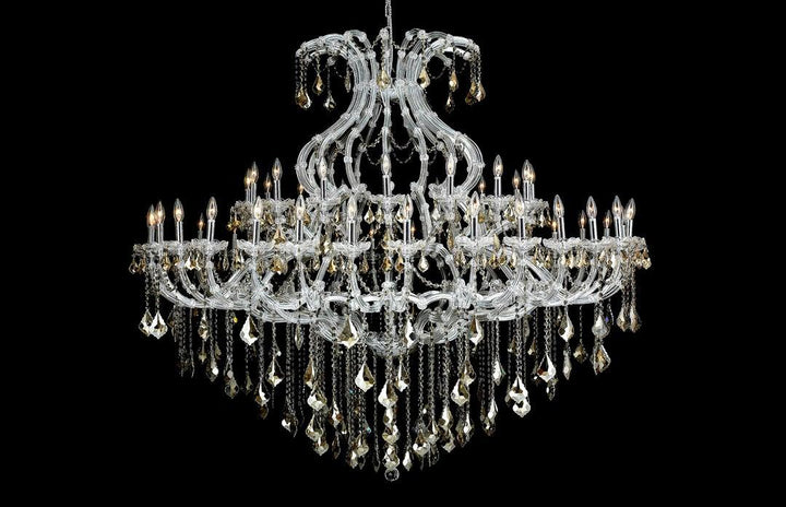 Steel with Clear Crystal Drop and Strand Chandelier - LV LIGHTING