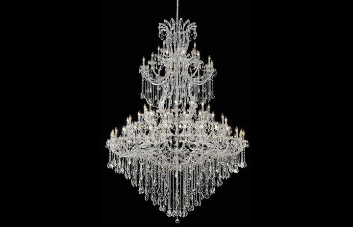 Steel with Clear Crystal Drop and Strand Chandelier - LV LIGHTING