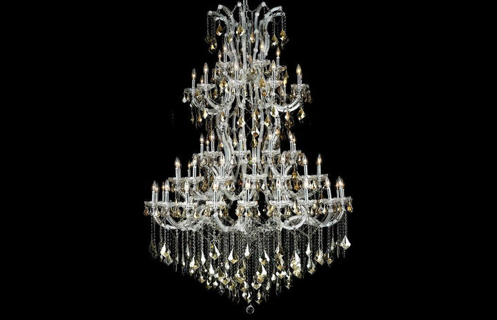 Steel with Clear Crystal Drop and Strand Chandelier - LV LIGHTING