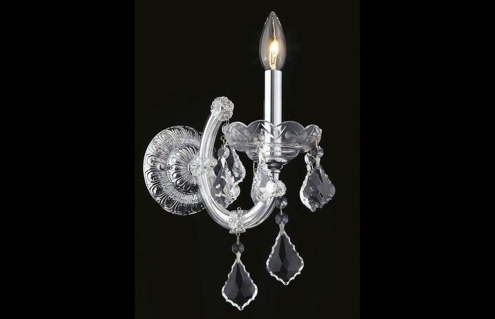 Steel with Clear Crystal Drop Wall Sconce - LV LIGHTING