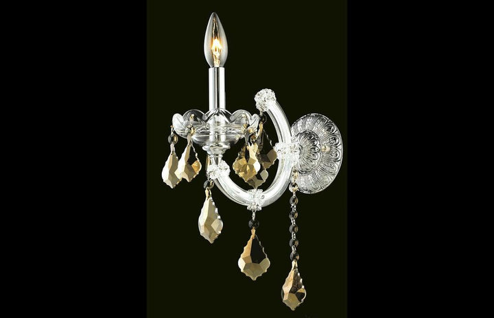 Steel with Clear Crystal Drop Wall Sconce - LV LIGHTING