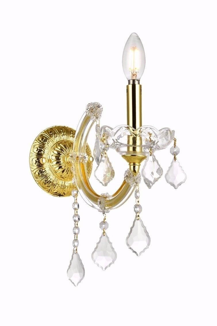 Steel with Clear Crystal Drop Wall Sconce - LV LIGHTING
