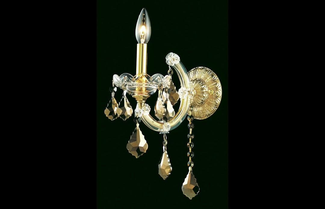 Steel with Clear Crystal Drop Wall Sconce - LV LIGHTING