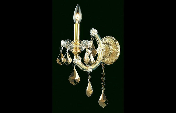 Steel with Clear Crystal Drop Wall Sconce - LV LIGHTING