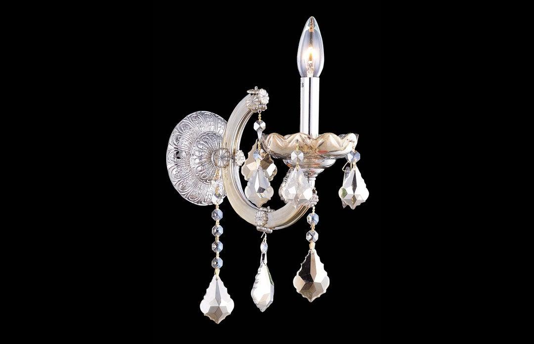 Steel with Clear Crystal Drop Wall Sconce - LV LIGHTING