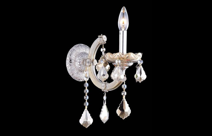 Steel with Clear Crystal Drop Wall Sconce - LV LIGHTING