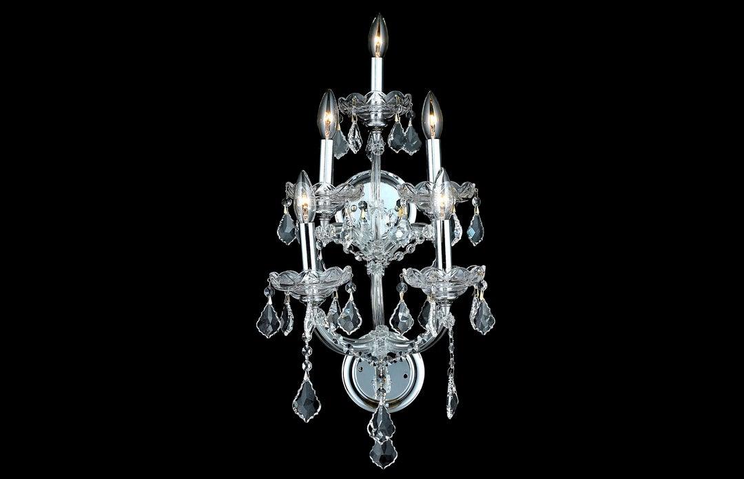 Steel with Clear Crystal Wall Sconce - LV LIGHTING
