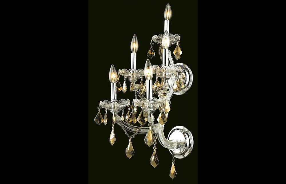 Steel with Clear Crystal Wall Sconce - LV LIGHTING