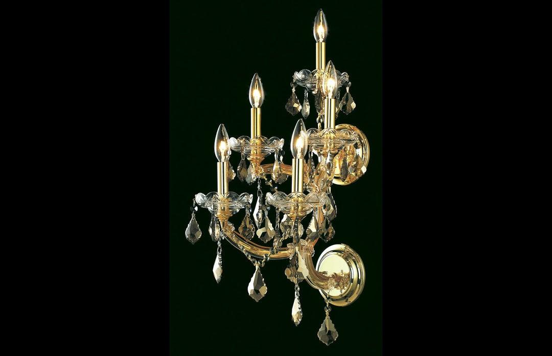 Steel with Clear Crystal Wall Sconce - LV LIGHTING