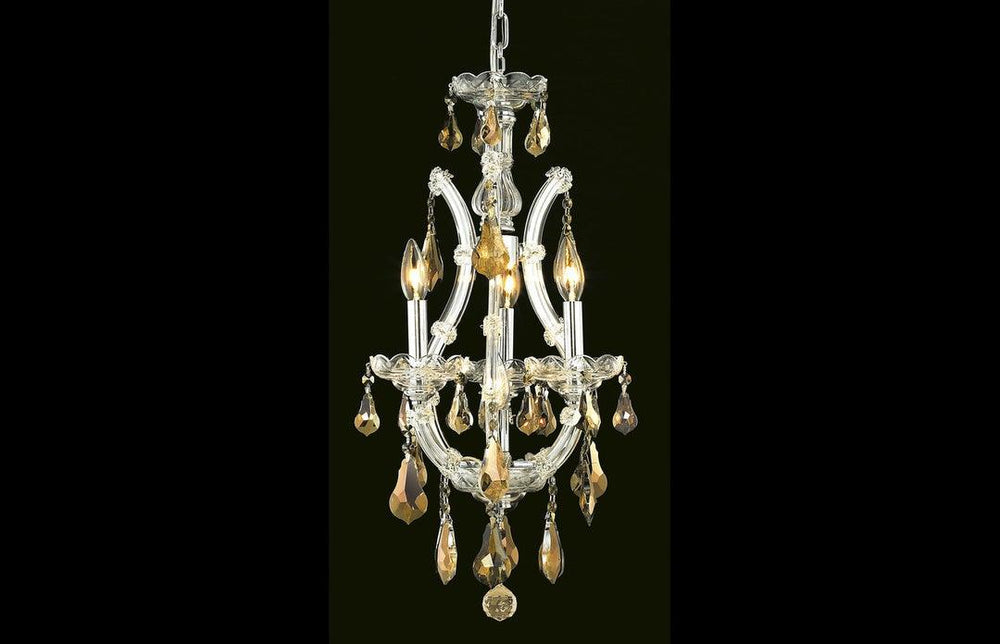 Steel with Clear Crystal Drop Pendant - LV LIGHTING
