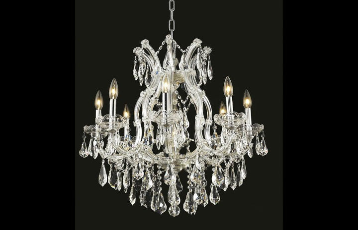 Steel with Clear Crystal and Strand Chandelier - LV LIGHTING