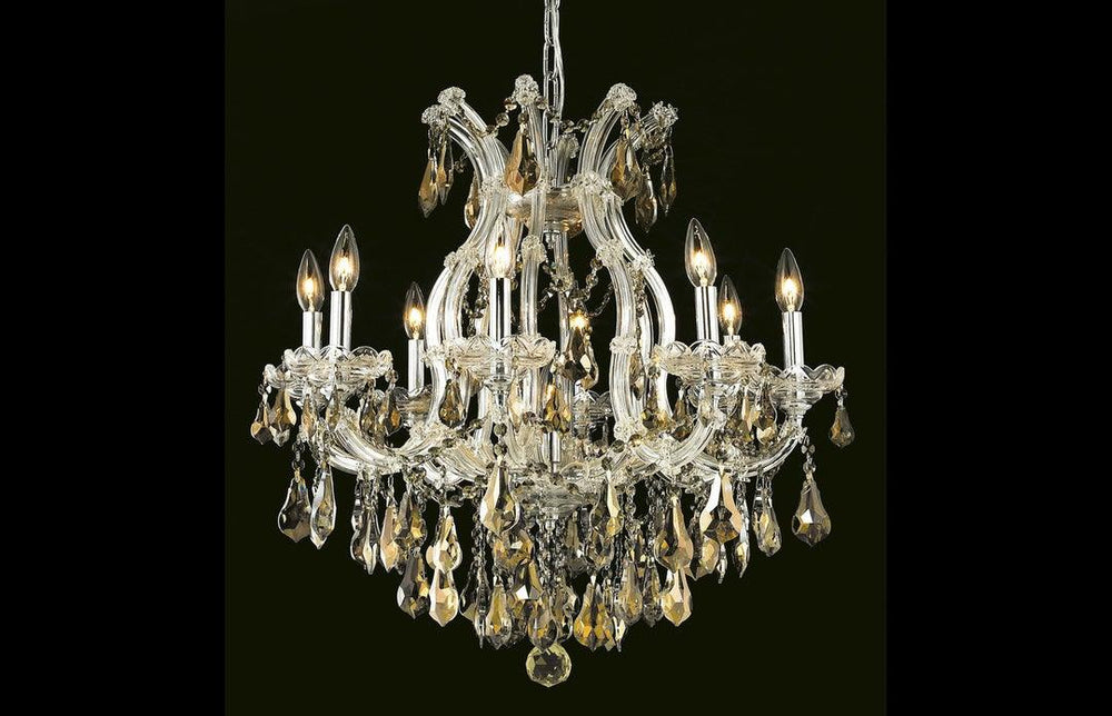Steel with Clear Crystal and Strand Chandelier - LV LIGHTING