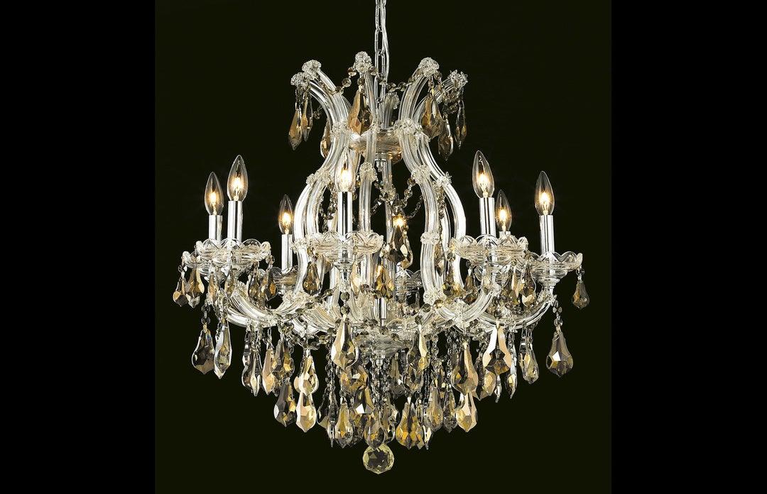 Steel with Clear Crystal and Strand Chandelier - LV LIGHTING