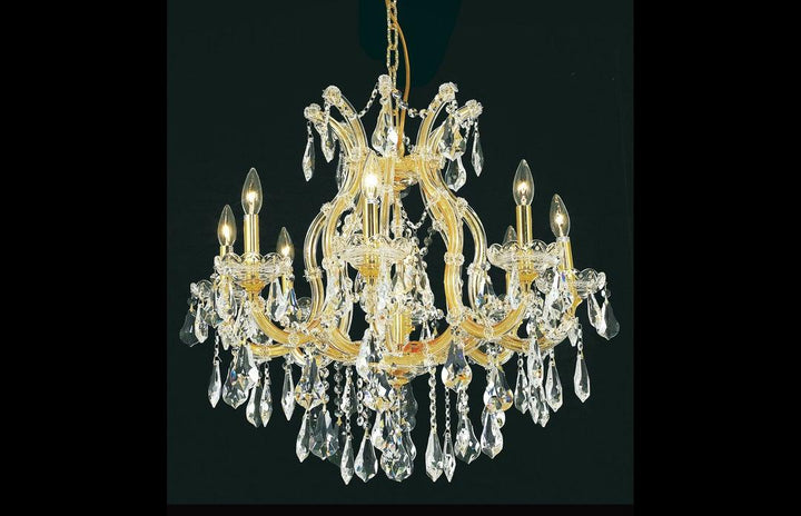Steel with Clear Crystal and Strand Chandelier - LV LIGHTING