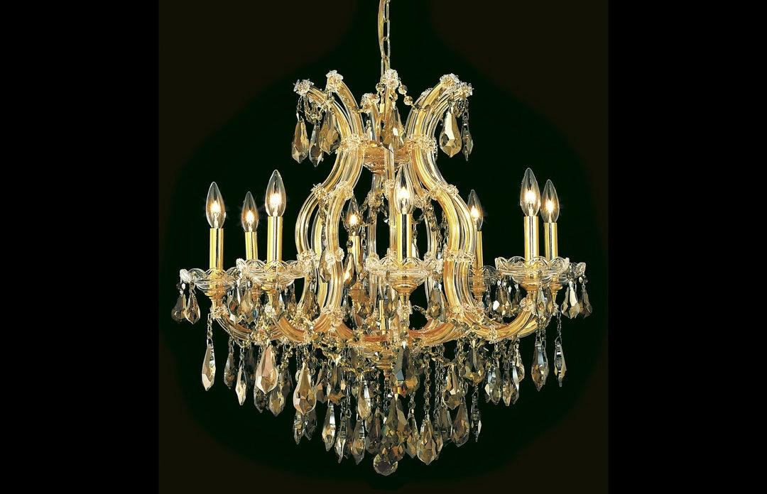 Steel with Clear Crystal and Strand Chandelier - LV LIGHTING