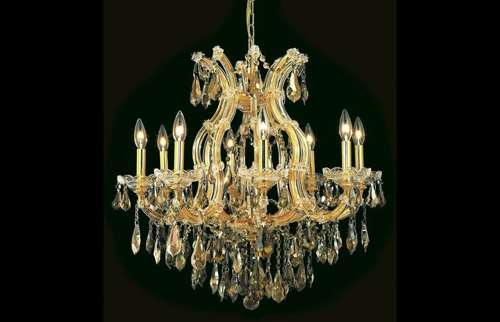 Steel with Clear Crystal and Strand Chandelier - LV LIGHTING