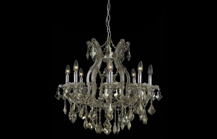 Steel with Clear Crystal and Strand Chandelier - LV LIGHTING