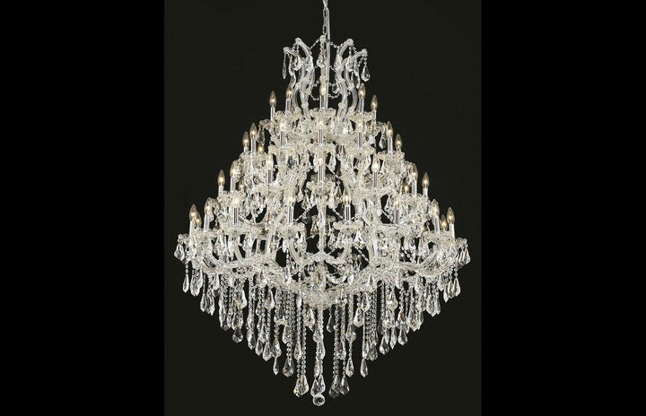 Steel with Clear Crystal Drop and Strand Chandelier - LV LIGHTING