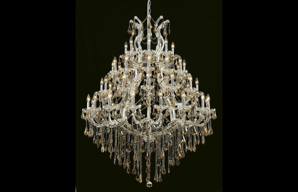 Steel with Clear Crystal Drop and Strand Chandelier - LV LIGHTING