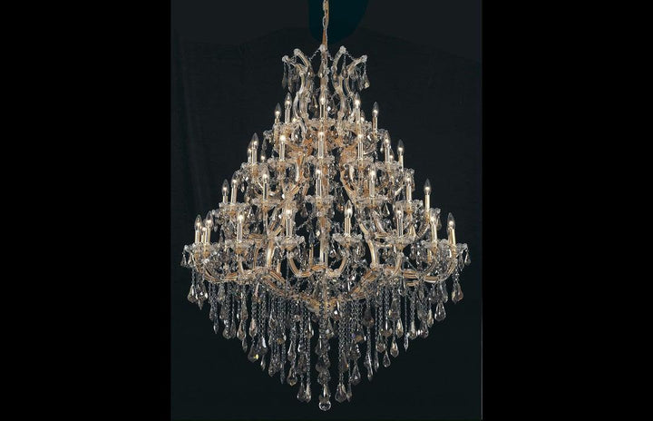 Steel with Clear Crystal Drop and Strand Chandelier - LV LIGHTING