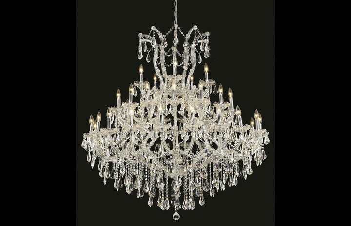 Steel with Clear Crystal Drop and Strand Chandelier - LV LIGHTING